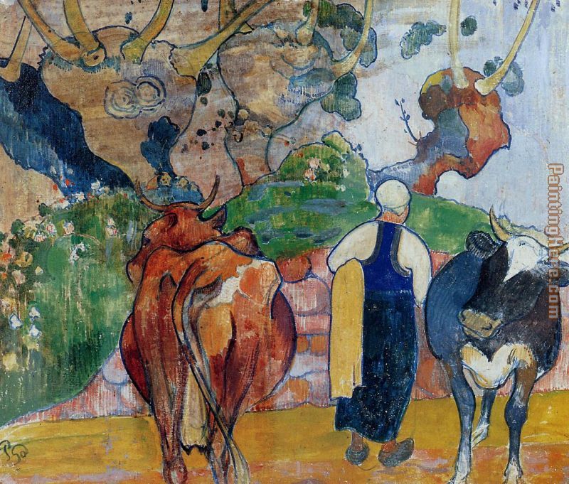 Peasant Woman and Cows in a Landscape